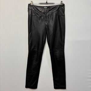 Vintage Cache Women 100% Leather Pants Size 4 Straight Leg Y2K 90s C042 -15